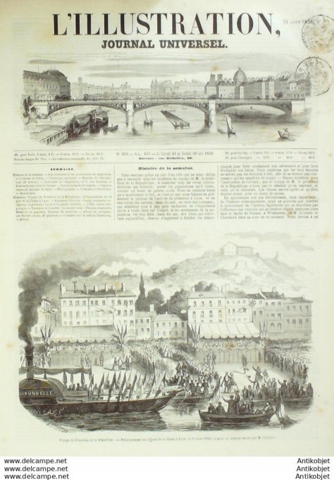 L'Illustration 1850 n°391 CHERBOURG (50) LYON (69) Belgique ANVERS Angleterre LONDRES