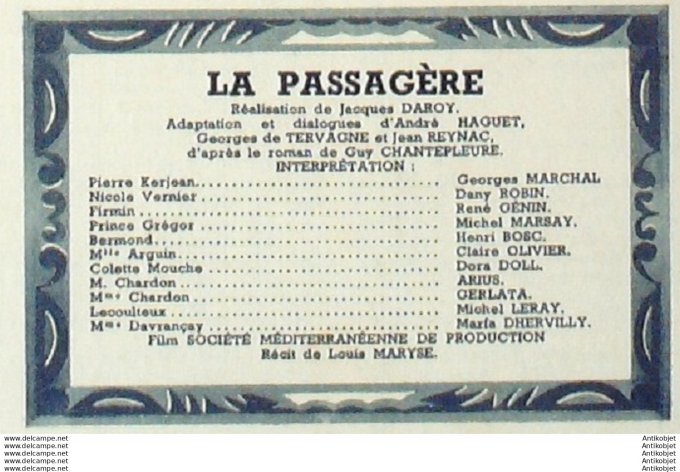 Mon Film 179 50-01-25 La Passagere Dany Robin Dora Doll