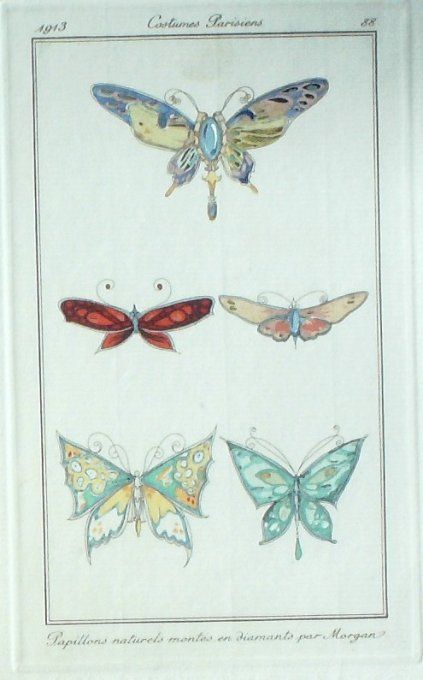 Morgan Pochoir Mode Art Deco n°  88-1913 Journal des Dames