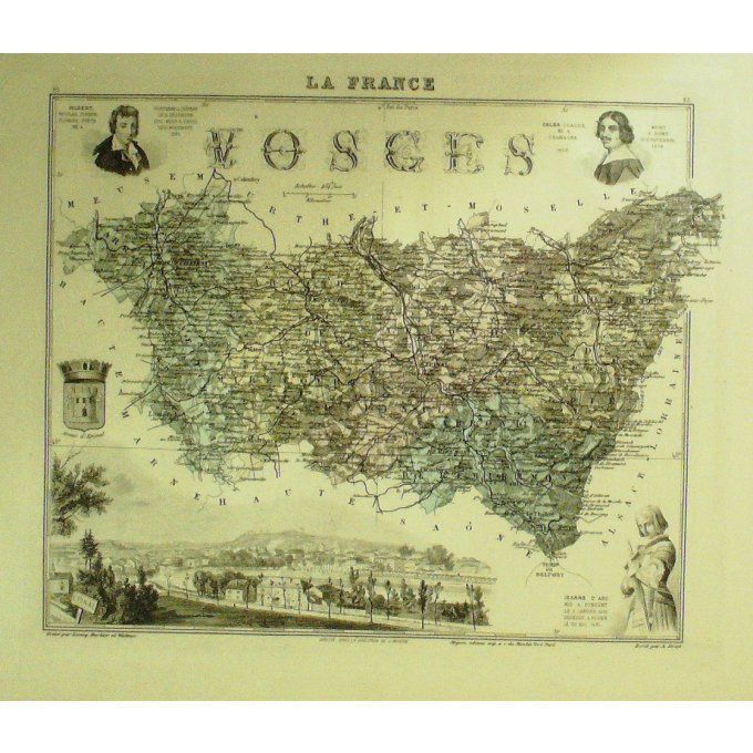 Carte VOSGES (88) EPINAL Graveur LECOQ WALTNER BARBIER 1868