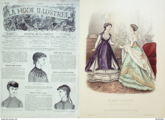 La Mode illustrée journal + gravure associée 1868 # 13