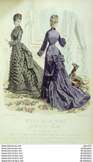 Gravure Mode La Gazette 1876 # 214 (Old Fashion plate)