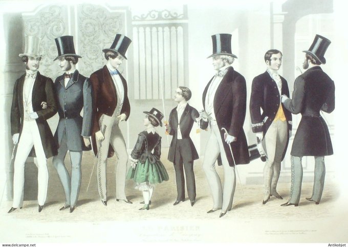 Gravure Mode Le Parisien 1855 5 (Old Fashion plate) Rare