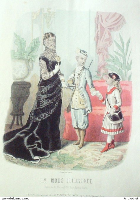 Gravure Mode illustree 1881 #  6 (Old Fashion plate)