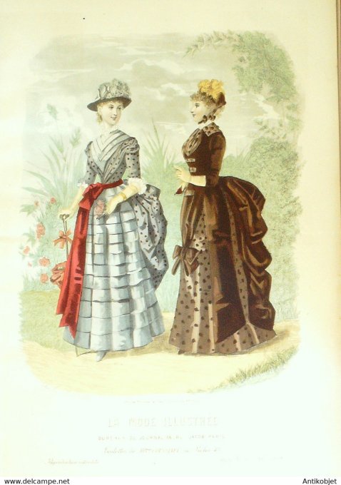 Gravure de mode La Mode illustrée 1884 n°12 (Maison Coussinet)