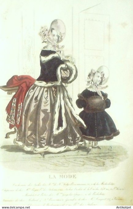 Gravure La mode 1839 #  2 (aquarelle old Fashion plate)