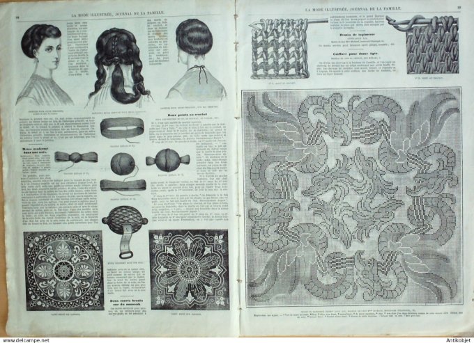 La Mode illustrée journal + gravure associée 1868 # 13
