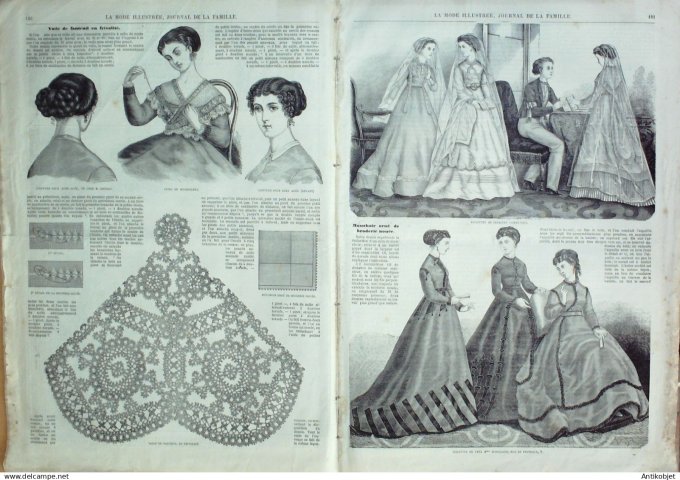 La Mode illustrée journal + gravure associée 1868 # 13