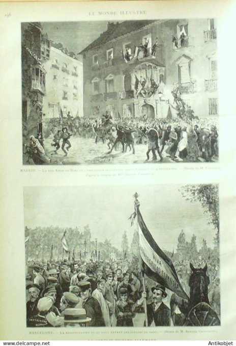 Le Monde illustré 1885 n°1486 Villers-sur-Mer (14) Madrid Barcelone Suède