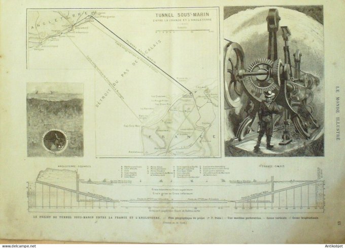 Le Monde illustré 1882 n°1320 Chine Tonkin Ha-Noï Douvres tunnel St-Paul Victor