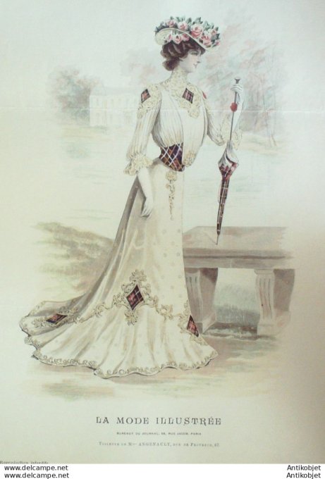 Gravure Mode illustree 1901 # 25 (Old Fashion plate) rare