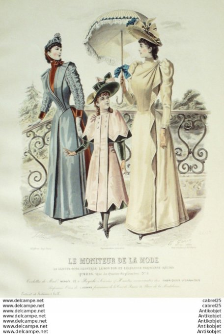 Gravure Mode Le Moniteur 1890 # 19 (Old Fashion plate)