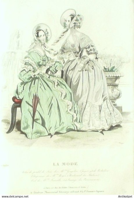 Gravure La mode 1839 # 26 (aquarelle old Fashion plate)