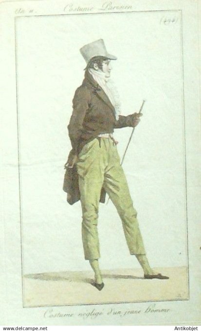 Costume Parisien 1803 an 11 # 494 (eau forte) Costume Négligé homme