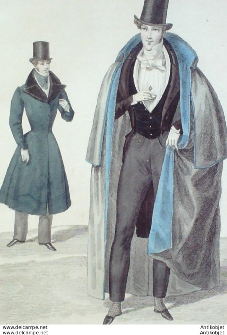 Costume Parisien 1829 # 2751 Redingote et habit de drap homme