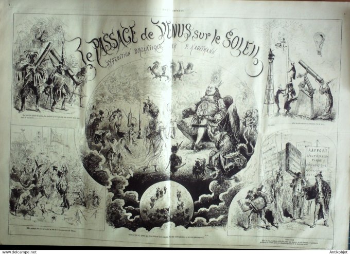 Le Journal Amusant 1874 #  950 Passage de venus sur le Soleil expedition drolatique par Kauffmann