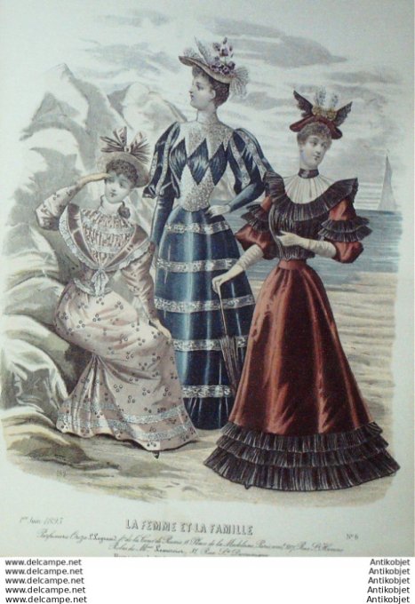 Gravure Mode La Femme & La Famille 1893 # 06 (Old Fashion plate)