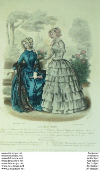 Gravure Mode Le Bon Ton 1846 13 # 28 (aquarelle old fashion plate)