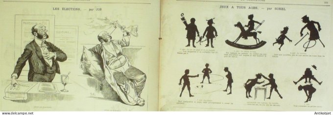 La Caricature 1885 #302 Phare de la mode Robida Jeux Sorel élections Job  Trock