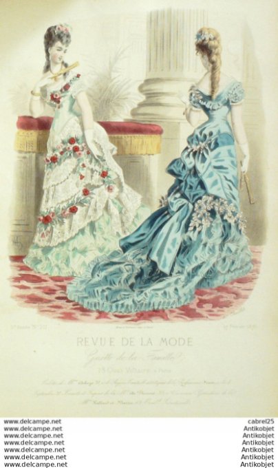 Gravure Mode La Gazette 1876 # 217 (Old Fashion plate)