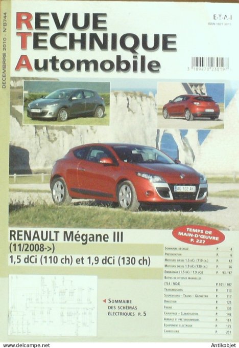 Revue Tech. Automobile 2010 n°B744 Renault Megane III