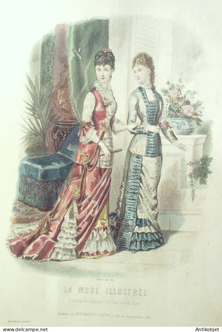 Gravure Mode illustree 1878 # 27 (Old Fashion plate)
