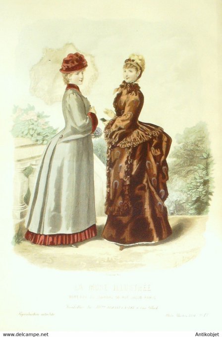 Gravure de mode La Mode illustrée 1884 n°13 (Maison Bréant-Castel)
