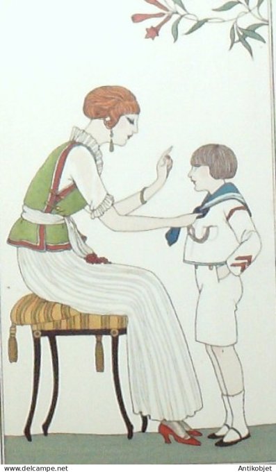 Gravure de mode Costume Parisien 1913 pl.105 BARBIER George Blouse japonaise