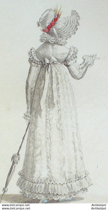 Costume Parisien 1818 # 1746 Guimpe mousseline robe perkale