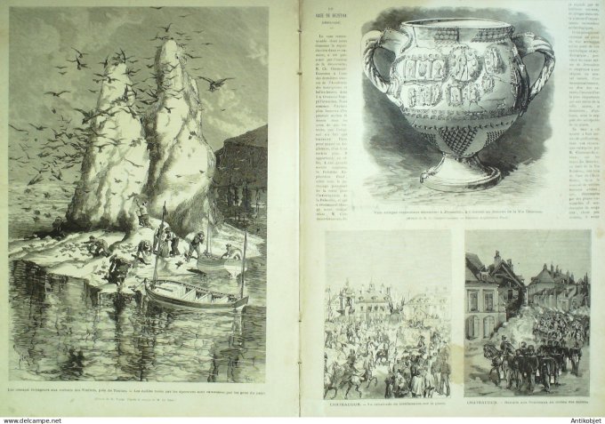 Le Monde illustré 1874 n°940 Chateaudun (28) St-Pons Nice (06) Boulogne-sur-mer (62) Toulon (83)