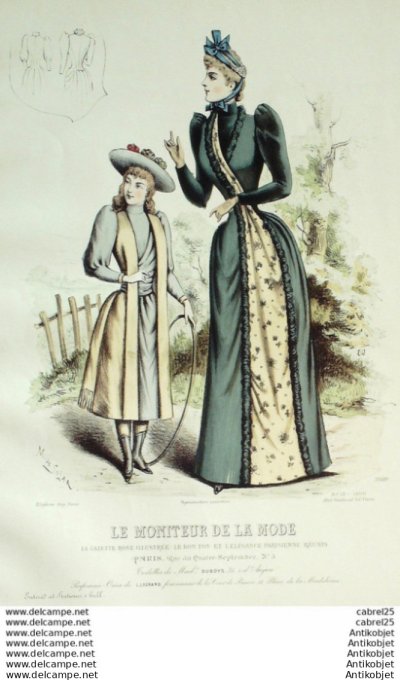 Gravure Mode Le Moniteur 1890 # 15 (Old Fashion plate)