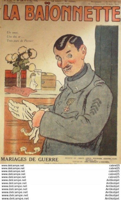La Baionnette 1918 # 149 (Mariages De Guerre) Hass Leonnec Manfredini Le Rallic Branly