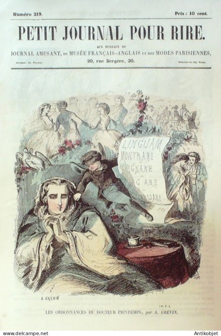 Petit journal pour Rire 1859 # 219 Ordonnances du Docteur Printemps Grevin