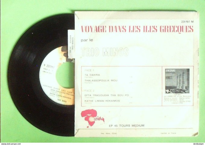 Trio Minos 45T EP Ta Dakria chants Grecs (languette)