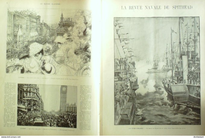 Le Monde illustré 1897 n°2101 Londres Buckingham Reine Victoria fêtes jubilaires Spithead