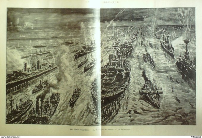 Le Monde illustré 1897 n°2101 Londres Buckingham Reine Victoria fêtes jubilaires Spithead