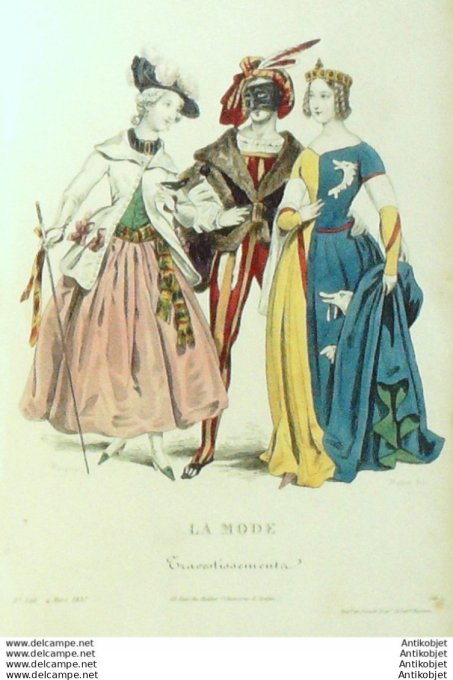 Gravure La mode 1837 # 546 (aquarelle old Fashion plate)