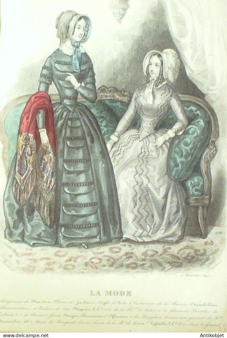 Gravure La mode 1845 # 35 (aquarelle old Fashion plate)