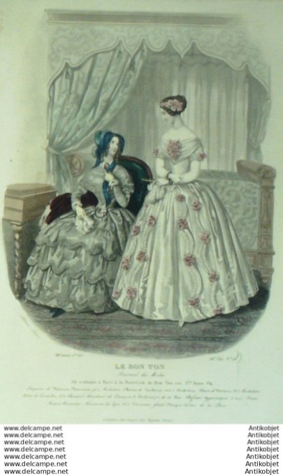 Gravure Mode Le Bon Ton 1846 13 # 28 (aquarelle old fashion plate)