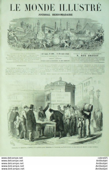 Le Monde illustré 1868 n°609 Compiègne (60) Espagne Madrid Barcelone Cordoue Puerta Del Sol Pays Bas