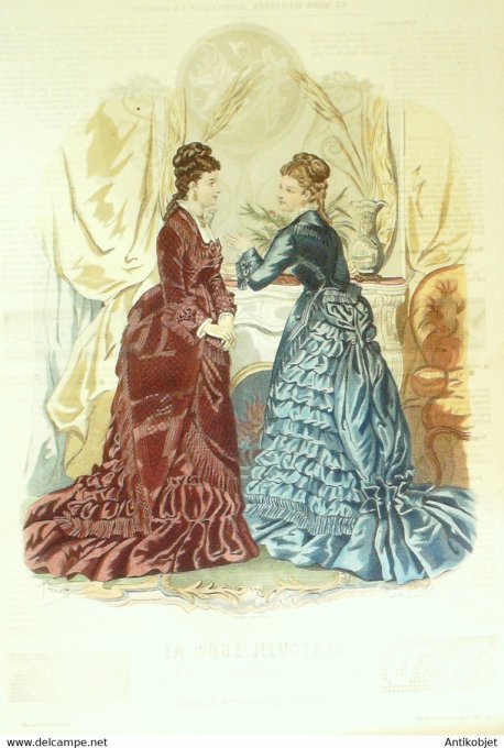 Gravure de mode La Mode illustrée 1875 n°52 (Maison Fladry)