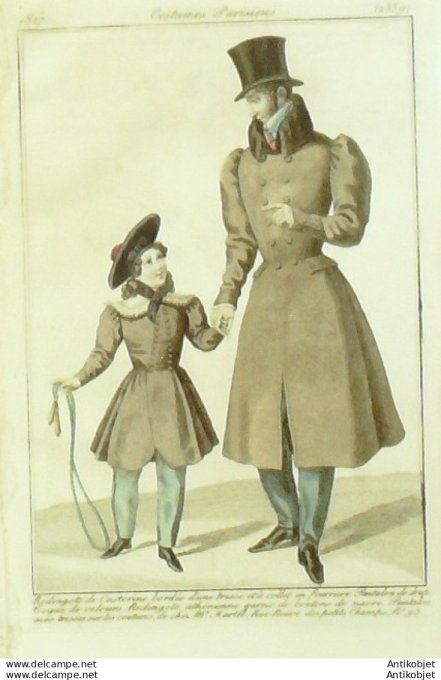 Costume Parisien 1827 # 2559 Redingotes de Castorine & Athénienne