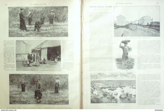 Le Monde illustré 1893 n°1915 Ministres Chine Tonkin piraterie Alger pêcherie Londres Trafalgar Bosp