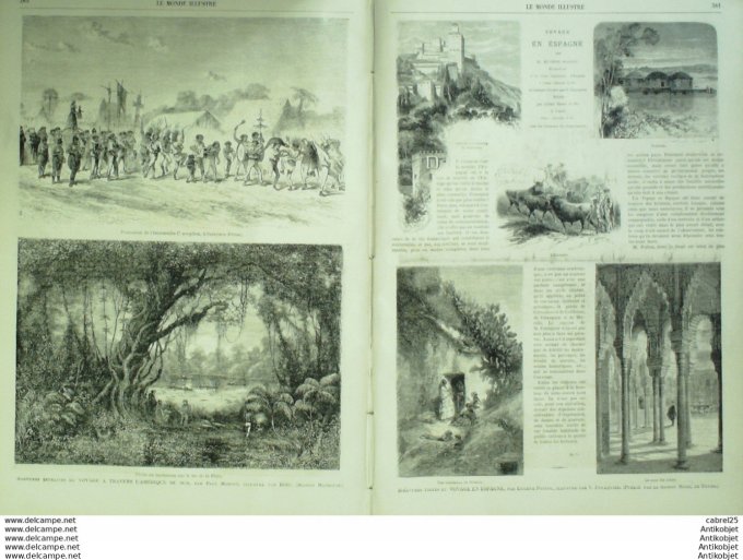 Le Monde illustré 1868 n°609 Compiègne (60) Espagne Madrid Barcelone Cordoue Puerta Del Sol Pays Bas