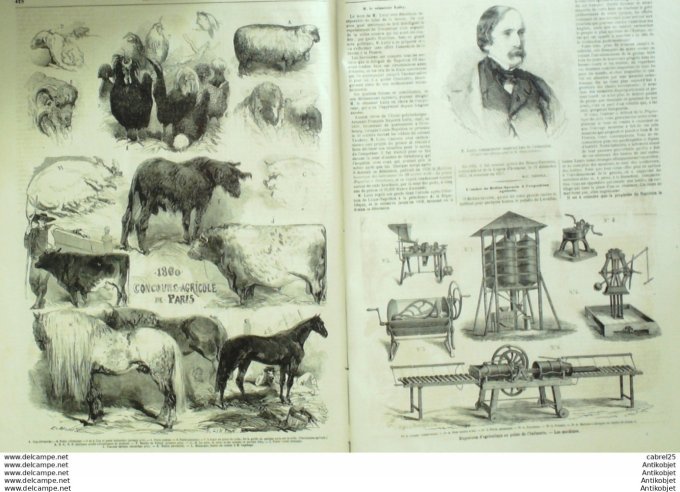 Le Monde illustré 1860 n°168 Villegenis (91) Italie Palerme Catane Espagne Madrid