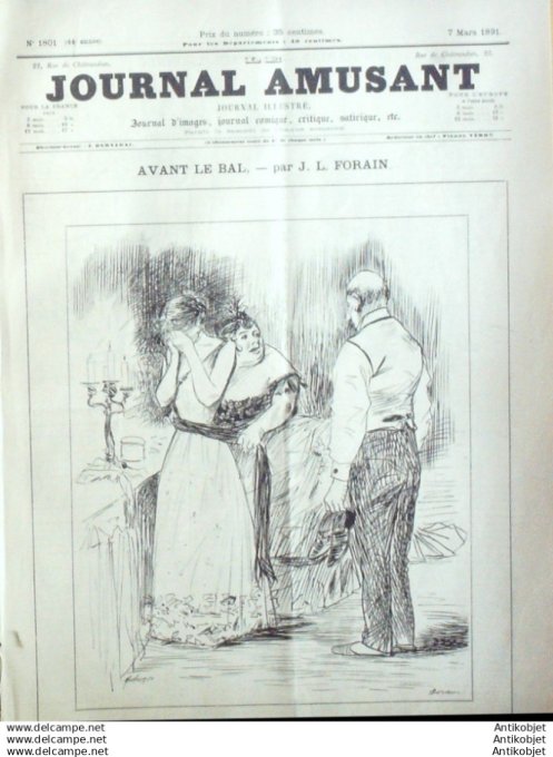 Le Journal Amusant 1891 # 1801 En voyage par MarsTheatre Palais Royalcahier des charpes d'Opera par 
