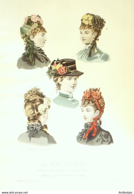 Gravure de mode La Mode illustrée 1884 n°14 (Maison Boitte)