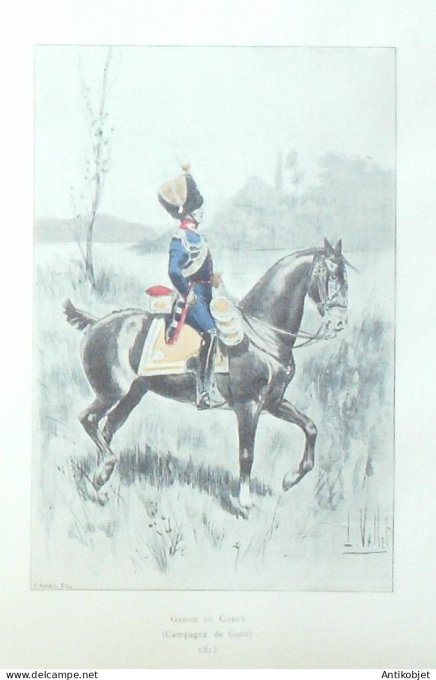 Garde du corps campagne de Gand en 1815 signé Louis Vallet