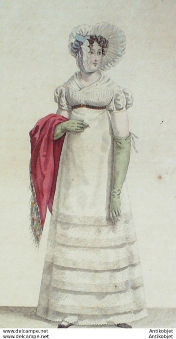 Costume Parisien 1818 # 1747 Robe perkale et tulle