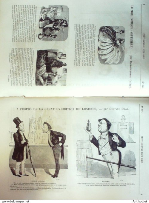 Petit journal pour Rire 1860 # 341 Great exhibition de Londres Gustave Droz